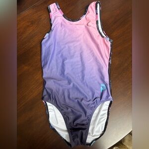 Women’s purple and pink gymnastics leotard.